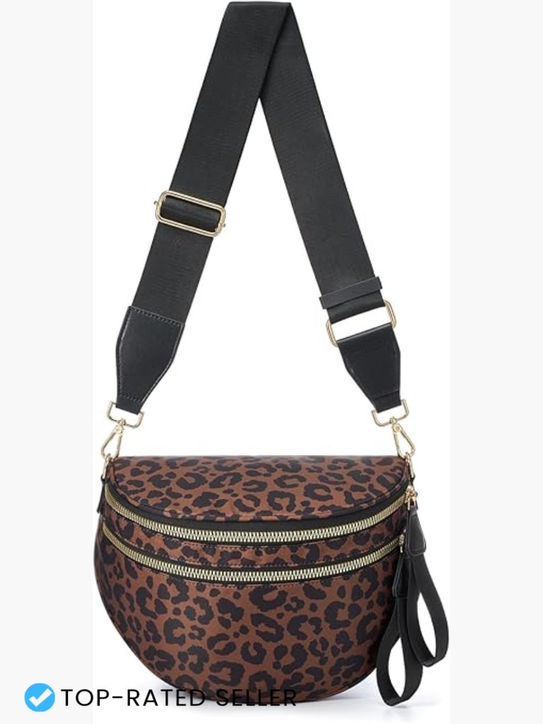 Leopard Print Crossbody Bum Bag Oversized Fanny Pack Belt Bag Tote